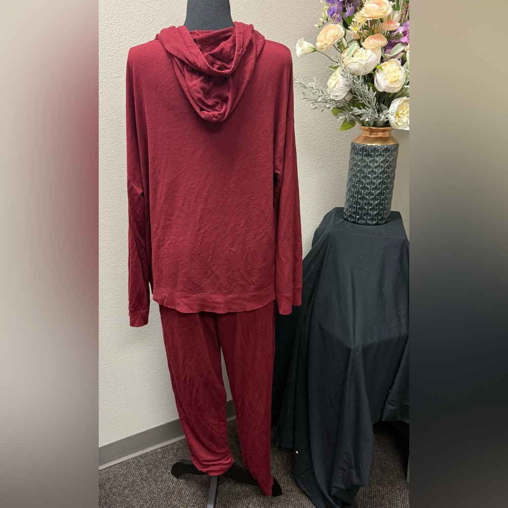 Magnolia Burgundy Lounge Set Hoodie & Jogger Pants XL Cozy Casual - Picture 2 of 16